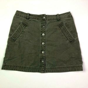 Abercrombie & fitch button a line mini skirt olive